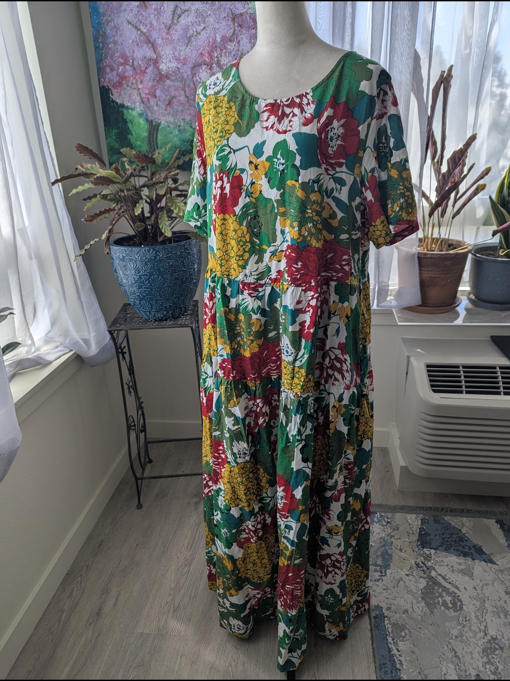 Floral Tiered Maxi Dress - Green Multi